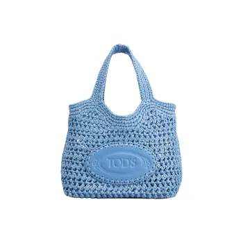 TOD'S Raffia Tote Bag, Shopping Bag, Shoulder Bag, Handbag Mini Women's Light Blue