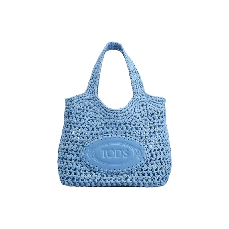 TOD'S Raffia Tote Bag, Shopping Bag, Shoulder Bag, Handbag Mini Women's Light Blue-0