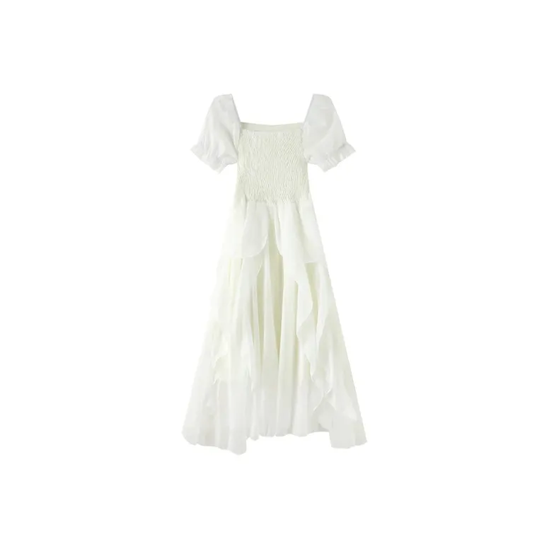 SISC Short Sleeved Dress Women's White-1