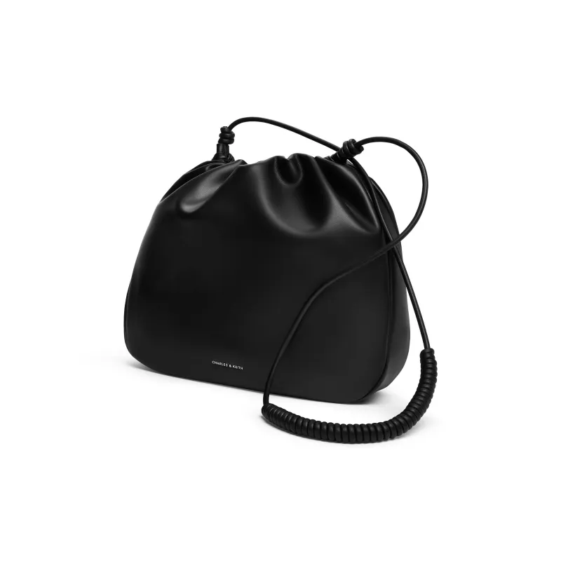 CHARLES&KEITH PU Crossbody Bag, Shoulder Bag Medium Size Women's Russet Brown Tawny/Noir Black-7
