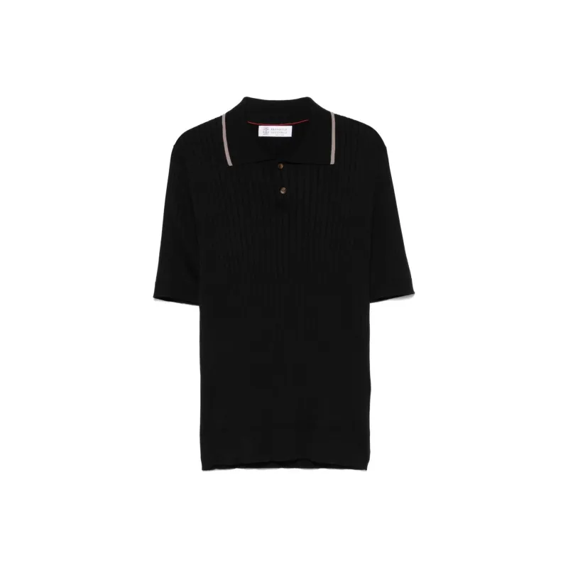 Brunello Cucinelli Ribbed knit Polo Shirt-0