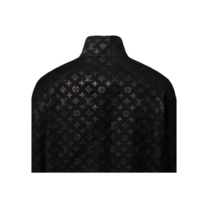 LOUIS VUITTON Monogram Debossed Suede Tracksuit Jacket-5