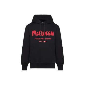 Alexander McQueen Logo Printed Drawstring Hoodie