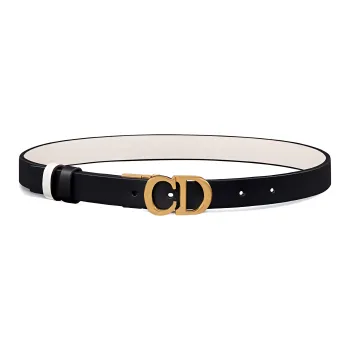 DIOR Horse Saddle CD Belt With Smooth Buckle Leather Belts Women's Black Width  2CM