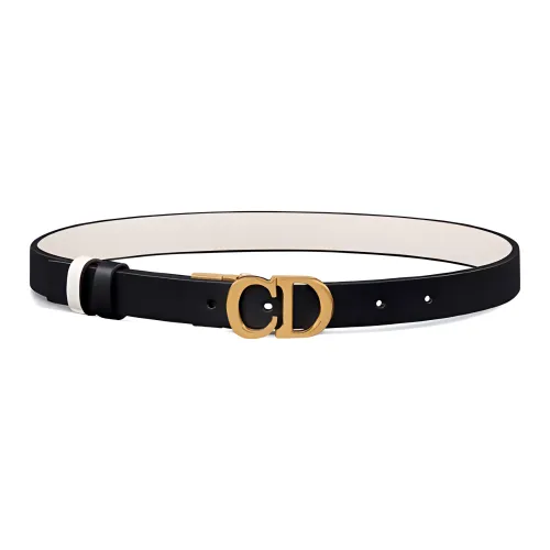 DIOR Horse Saddle CD Belt With Smooth Buckle Leather Belts Women's Black Width 2CM
