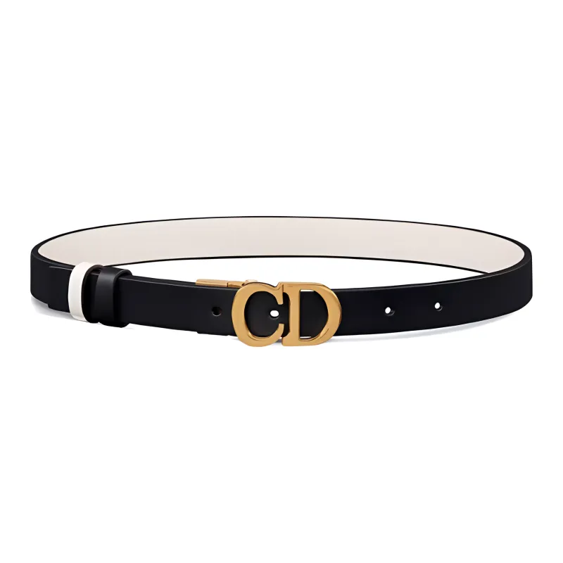 DIOR Horse Saddle CD Belt With Smooth Buckle Leather Belts Women's Black Width  2CM-0