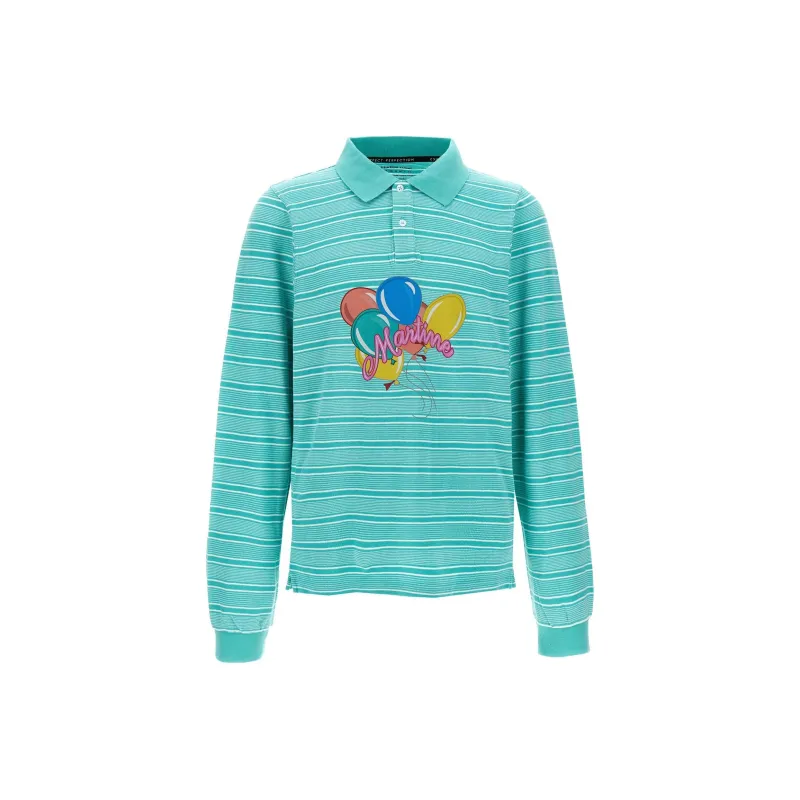 Martine Rose Logo Printed Striped Polo Shirt-0