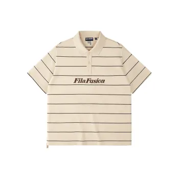 FILA FUSION SS25 Polo Shirt Unisex White Gray Khaki