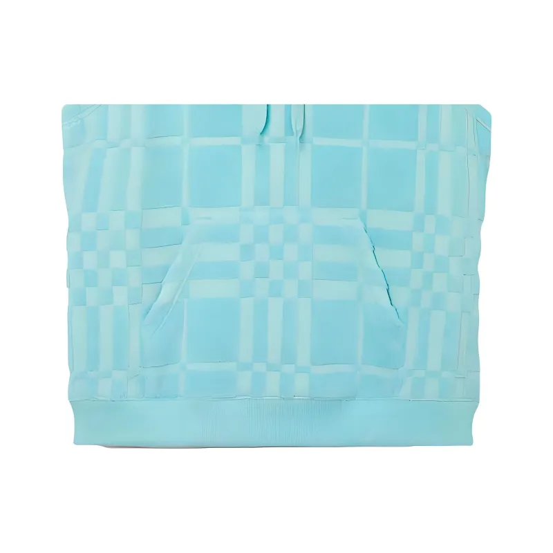 Burberry Check Cotton Jacquard Hoodie Blue-1