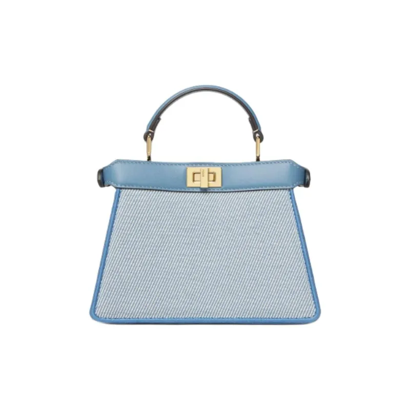FENDI Calfskin One Shoulder Handbag Small Size Women's Blue-2