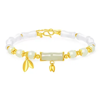 Lao Feng Xiang Hetian Jade Bracelets Pale Greenish White Jade Women's