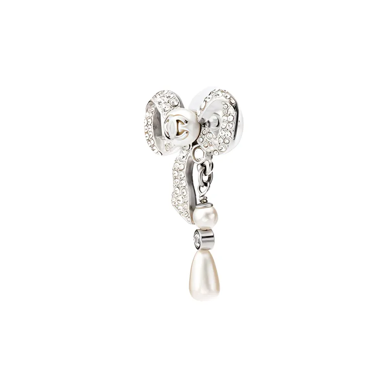 CHANEL CC Earrings Women's Silver-1