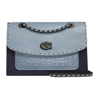 COACH Parker Leather Chain Bag, Shoulder Bag, Crossbody Bag Medium Size Women's Blue