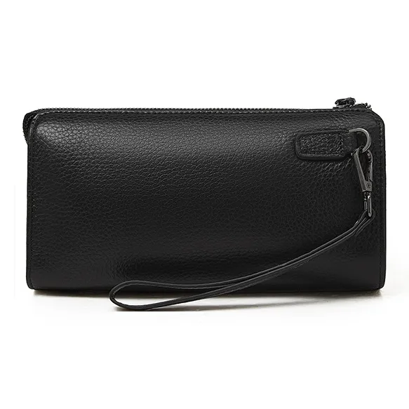 Old Man's Head Top Grain Cow Leather Clutch Regular Men's Black-4