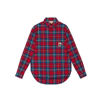 GUCCI Tartan Skunk Patch Shirt