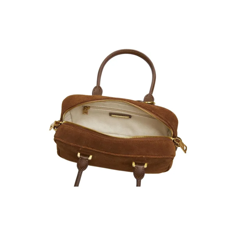 Staccato Cow Leather Small Square Bag, One Shoulder Handbag Medium Size Women's Dark Brown-4