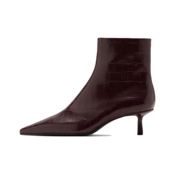 MANGO Ankle Boots 5cm Women's Burgundy Red