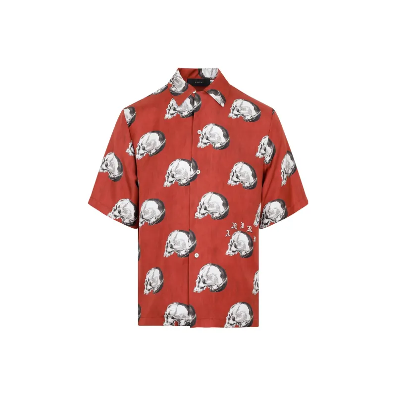 AMIRI All Over Skull Bowling Shirt-0