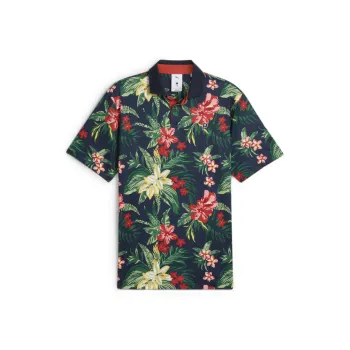 PUMA PTCFloral Polo Shirt Men's Deep Navy Blue