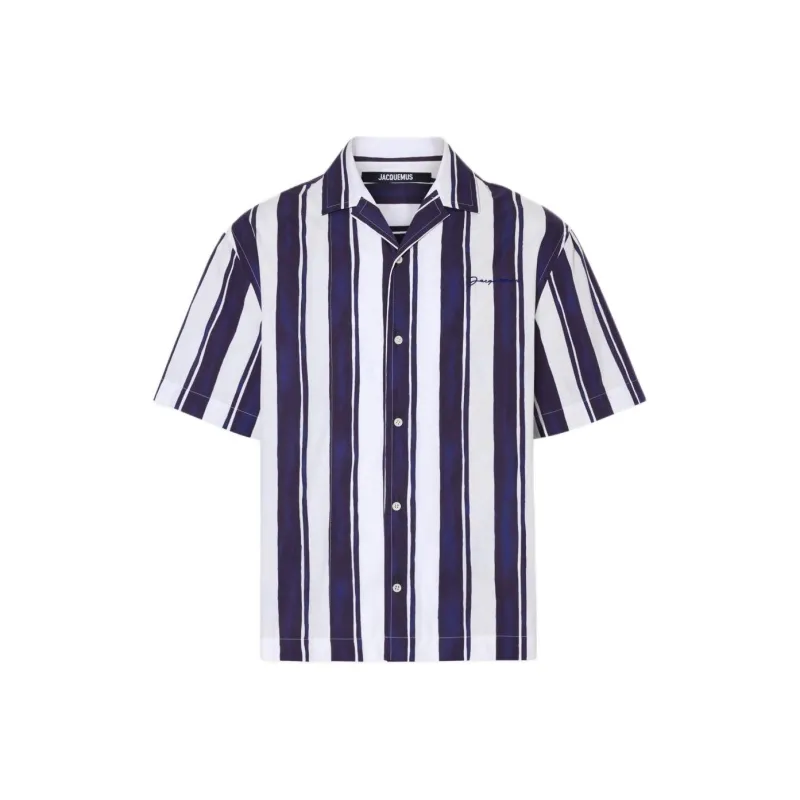 Jacquemus Logo embroidered Striped Shirt-0