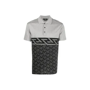 VERSACE Polo Shirts Men Black Gray Color