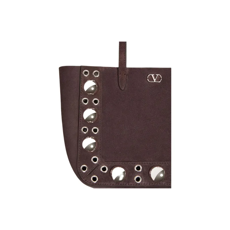 Valentino Suede Tote Bag, Shopping Bag, Shoulder Bag Mini Women's Brown-4