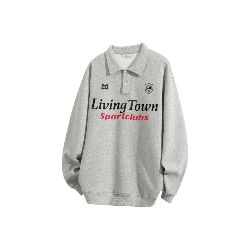 LIVINGTOWN Polo Shirt Unisex White Gray-4