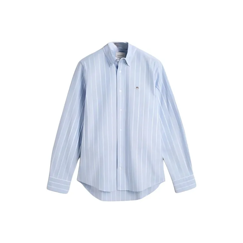 GANT Slim-Fit Striped Stretch Oxford Shirt Shirt Men's Light Blue-0