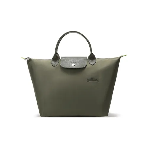LONGCHAMP Longxiang Le Pliage Green Recycled Canvas With Leather Dumpling Bag Handbag Medium Size Women's Forest