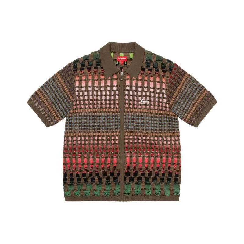 Supreme Gradient Grid Zip Up Polo-1