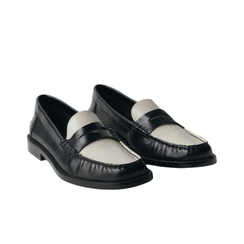 MANGO Loafers Women's Black White-1