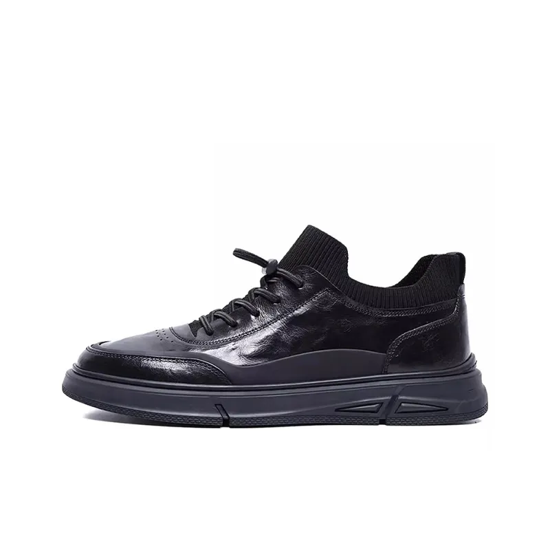 Bansley Slip Resistant Mid Top Skateboard Shoes Men's Black-0