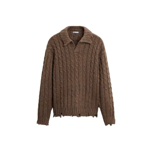 ZARA Polo Shirts Men Brown
