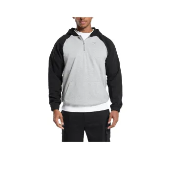 GYMSHARK 1/4 ZIP RAGLAN HOODIE Sweatshirt Men's Light Gray