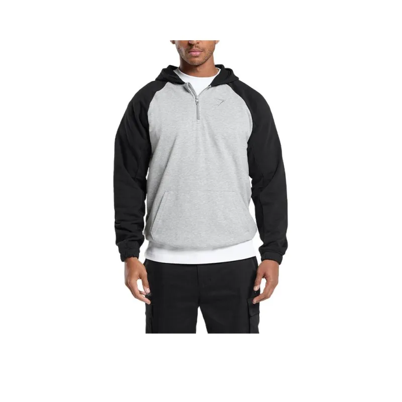 GYMSHARK 1/4 ZIP RAGLAN HOODIE Sweatshirt Men's Light Gray-0