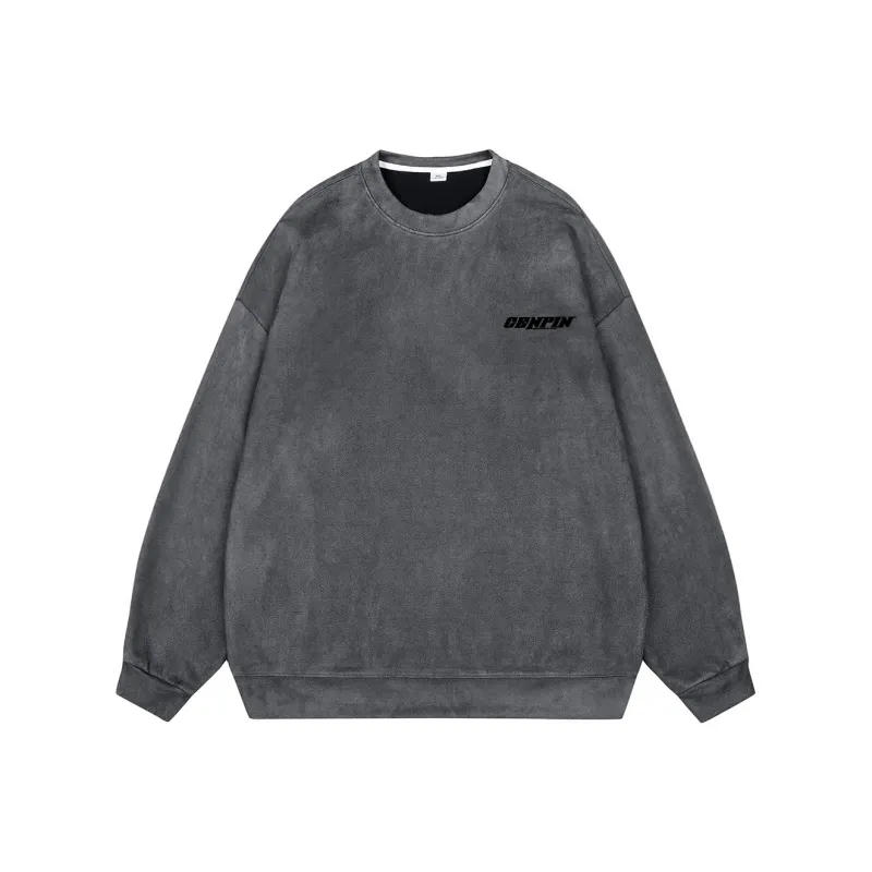 CENPIN Fleece Lined Suede Sweatshirt Unisex-2