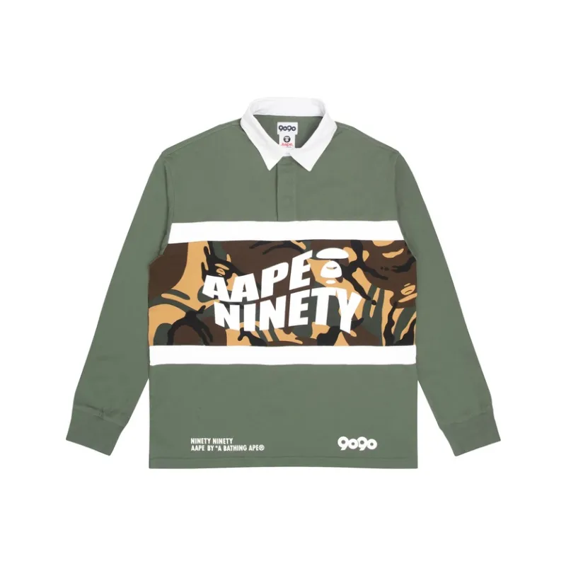 Bape X 9090 Camo Long Sleeves Rugby Polo-3