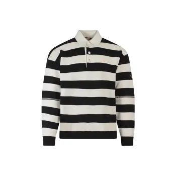 GUCCI Logo Patch Striped Polo Shirt
