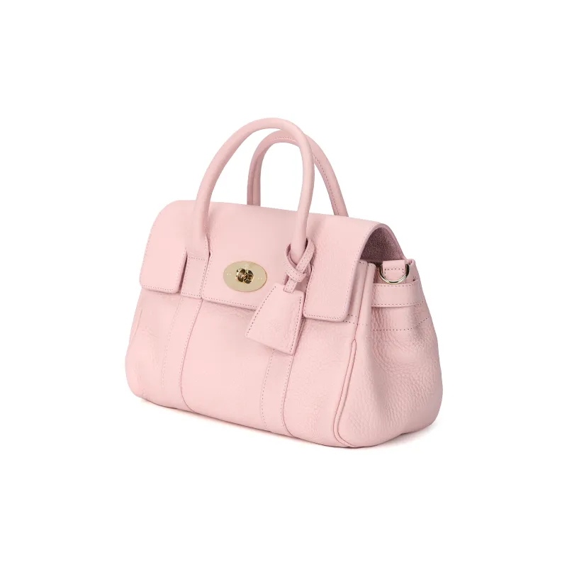 Mulberry Cow Leather Shoulder Bag, Crossbody Bag, Handbag Women's Pink Rose-1