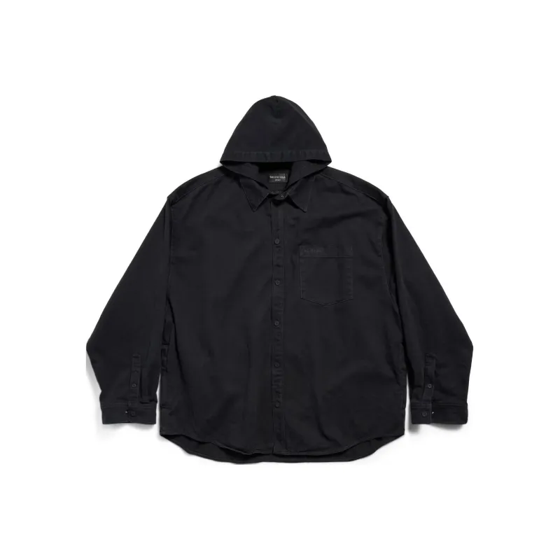 Balenciaga Hooded Denim Shirt Parka-0