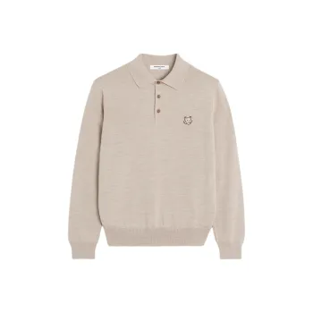 Maison Kitsuné Fox Head Patch Fine Knit Polo Shirt