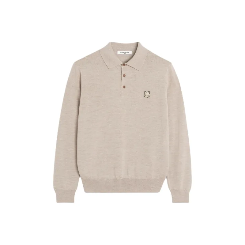 Maison Kitsuné Fox Head Patch Fine Knit Polo Shirt-0