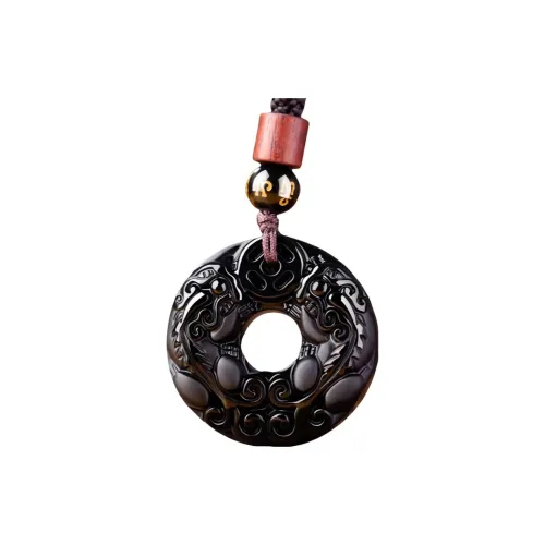 Stone On The Line Obsidian Pendants Unisex