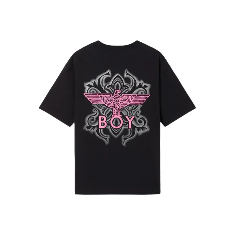 Boy London T Shirt Unisex Black With Pink Print-0