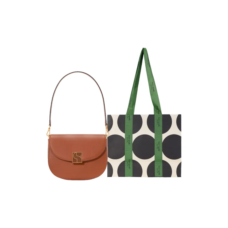Kate Spade Leather Saddle Bag Handbag, Shoulder Bag Regular Women's Brown-6