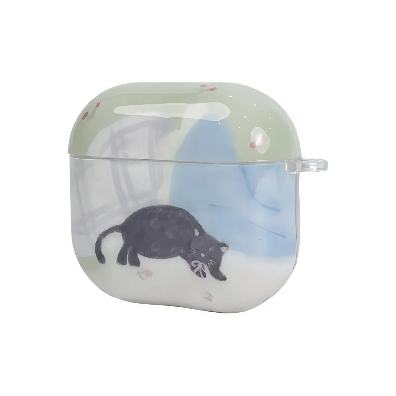 Wei Xin Apple AirPods 4/2/3/4th Generation/AirPods Pro/Pro 2 TPU Refreshing Oil Painting Kitten Headphone Cases-3