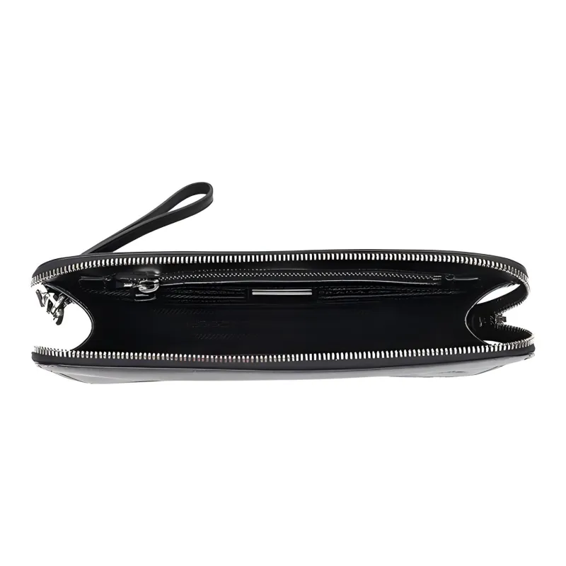 PRADA Cow Leather Clutch Men's Black-5