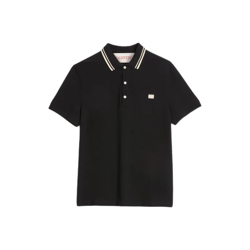 Valentino Logo Embroidered Straight Hem Polo Shirt-0