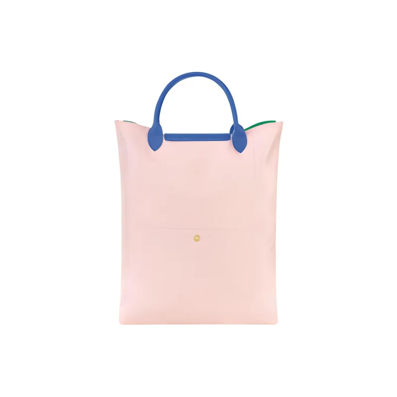 LONGCHAMP Le Pliage Re play Canvas With Leather Trim Tote Bag, Shopping Bag, Handbag Regular Women's Green & Light Pink-1