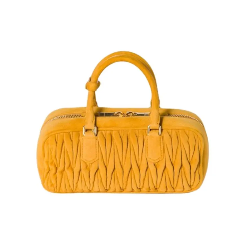 MIU MIU Arcadie Collection Matelassé Lambskin One Shoulder Handbag Women's Yellow-2
